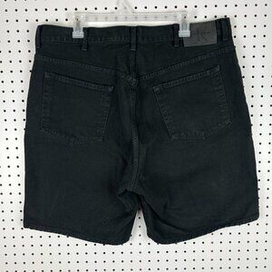Calvin Klein Vtg Black Denim Shorts Size 38 High Rise Wide Leg Baggy Women's 90s
